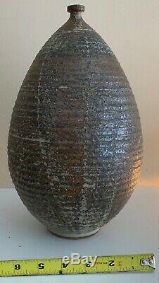 Large Vintage 40s Studio Pottery Stoneware Ceramic Vase Mid Century Signed Deyoe