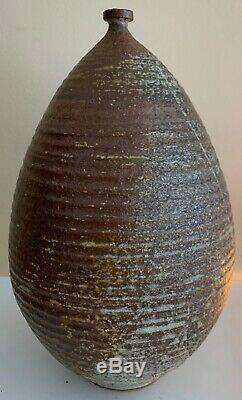 Large Vintage 60s Studio Pottery Stoneware Ceramic Vase Mid Century Signed Deyoe