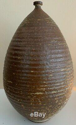 Large Vintage 60s Studio Pottery Stoneware Ceramic Vase Mid Century Signed Deyoe