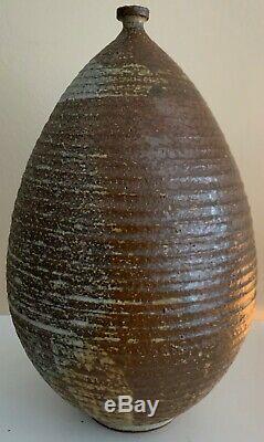 Large Vintage 60s Studio Pottery Stoneware Ceramic Vase Mid Century Signed Deyoe