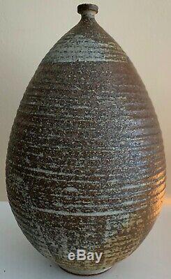 Large Vintage 60s Studio Pottery Stoneware Ceramic Vase Mid Century Signed Deyoe