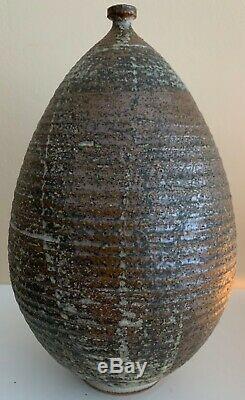 Large Vintage 60s Studio Pottery Stoneware Ceramic Vase Mid Century Signed Deyoe