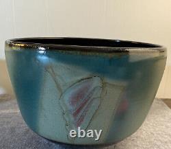 Large Vintage Alan Vigland Studio Art Pottery Abstract Bowl Signed 10 x 7.5