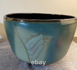 Large Vintage Alan Vigland Studio Art Pottery Abstract Bowl Signed 10 x 7.5