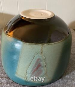 Large Vintage Alan Vigland Studio Art Pottery Abstract Bowl Signed 10 x 7.5