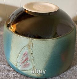 Large Vintage Alan Vigland Studio Art Pottery Abstract Bowl Signed 10 x 7.5