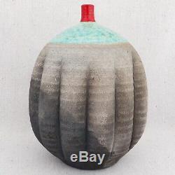 Large Vintage Bulbous Michael Weinberg Signed Raku Studio Pottery Vase 13½