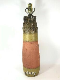 Large Vintage Mid Century Modern Brutalist Studio art Pottery Lamp