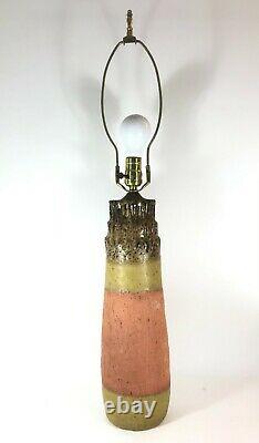 Large Vintage Mid Century Modern Brutalist Studio art Pottery Lamp