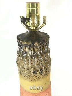 Large Vintage Mid Century Modern Brutalist Studio art Pottery Lamp