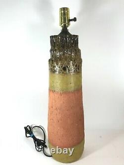 Large Vintage Mid Century Modern Brutalist Studio art Pottery Lamp