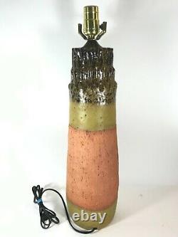 Large Vintage Mid Century Modern Brutalist Studio art Pottery Lamp