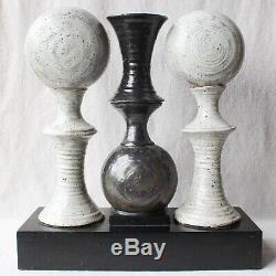 Large Vintage Mid Century Modern Studio Pottery Grey Bulbous Sculpture 19½