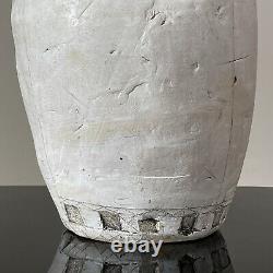 Large Vintage Postmodern Long Neck Glazed Ceramic Vessel/Cy Twombly Style