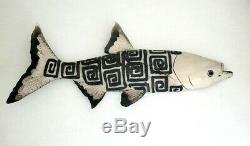 Large Vintage Raku Studio Pottery Fish Wall Plaque Signed & Dated