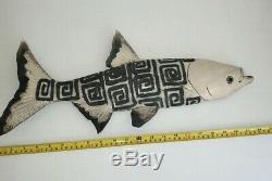 Large Vintage Raku Studio Pottery Fish Wall Plaque Signed & Dated