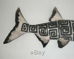 Large Vintage Raku Studio Pottery Fish Wall Plaque Signed & Dated