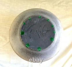 Large Vintage Round Raku Fired Pottery Pot/Vase Signed Studio Art