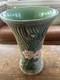 Large Vintage Studio Art Pottery Vase 15 Carved Texture Floral Green Glaze