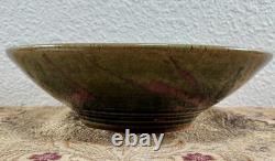 Large Vintage Studio Pottery Ceramic Glazed Splatter Swirl Bowl SGND Butterfly
