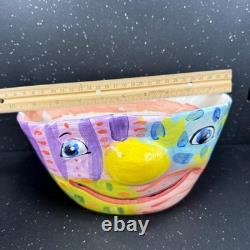 Laurel Izard Edwin Shelton Studio Pottery Clown Face Large Bowl Colorful VTG