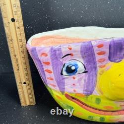 Laurel Izard Edwin Shelton Studio Pottery Clown Face Large Bowl Colorful VTG