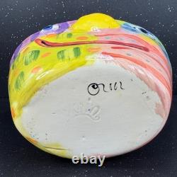 Laurel Izard Edwin Shelton Studio Pottery Clown Face Large Bowl Colorful VTG