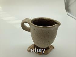Lee Sievers Signed Art Pottery Foot Mug Cup 4 Sculpted Feet Hand Handle Vintage