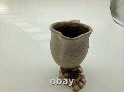 Lee Sievers Signed Art Pottery Foot Mug Cup 4 Sculpted Feet Hand Handle Vintage
