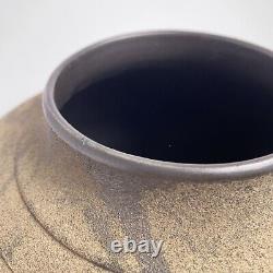 Leslie Jay Orenstein Studio Pottery Raku Round Vase Large 10.5h Chicago Vintage