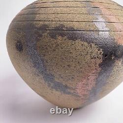 Leslie Jay Orenstein Studio Pottery Raku Round Vase Large 10.5h Chicago Vintage