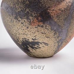 Leslie Jay Orenstein Studio Pottery Raku Round Vase Large 10.5h Chicago Vintage