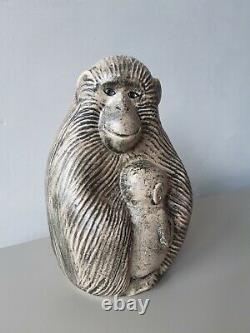 Lisa Larson Ape with Child sculpture Swedish art vintage MCM Apa Gorilla Monkey
