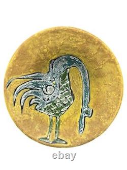 Livia Gorka Studio Pottery Bowl MCM Modernist Bird Hungary 8 Wall Art Vtg