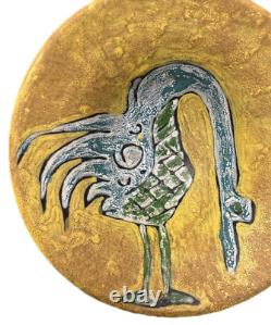 Livia Gorka Studio Pottery Bowl MCM Modernist Bird Hungary 8 Wall Art Vtg