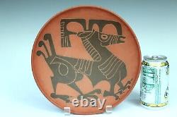 Lore Beesel Dutch MCM Studio Pottery Sgraffito Charger Plate Mythical Beast 10