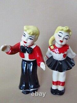 Lover Boy & Willing Girl Kissing Figurine Pair Ceramic Arts Studio 1953