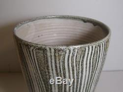 MARIANNE DE TREY Studio Pottery Large Stripes Vase Vintage British