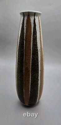 MCM Frank Mann Vermont Uncommon Form Studio Pottery Striped Pottery Vase Vtg