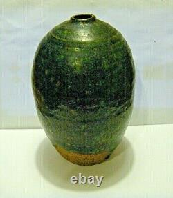 MCM Marlis Schratter Vintage Modern Studio Art Pottery Matte Green Vase