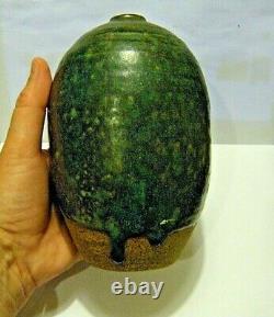 MCM Marlis Schratter Vintage Modern Studio Art Pottery Matte Green Vase