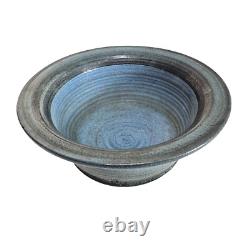 MCM Monumental Pacific Stoneware Bennett Welsh Signed Bowl Centerpiece Blue 14