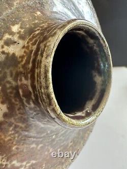 MCM Raku Art Pottery Vase Vessel Signed Copper Sodium Silicate Round Large Decor