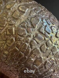 MCM Raku Art Pottery Vase Vessel Signed Copper Sodium Silicate Round Large Decor