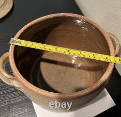 MCM Signed Studio Pottery Stoneware Large Covered Bowl Pot