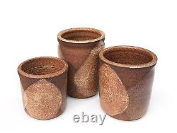 MCM Studio Pottery Jar Set Signed Eames Era Vtg Handmade Ceramic Pots Abstract