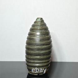 MCM Swirled Green Matte Studio Art Pottery Vase Signed
