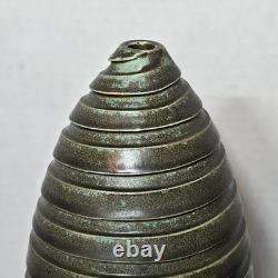 MCM Swirled Green Matte Studio Art Pottery Vase Signed