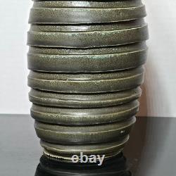 MCM Swirled Green Matte Studio Art Pottery Vase Signed
