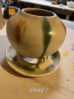 MCM Vintage Japanese Studio Pottery Pedestal Bowl SIGNED RARE